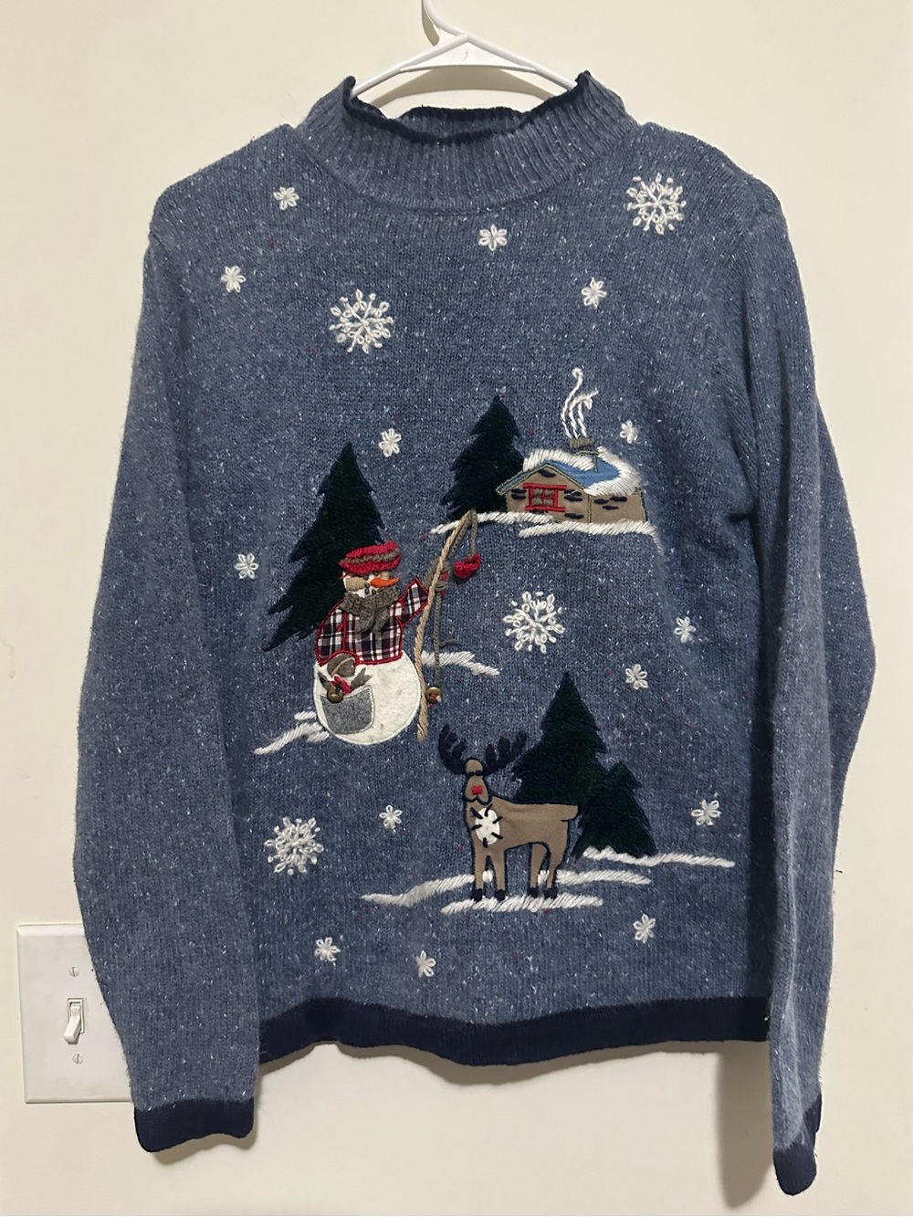 Wintery Scene Mock Neck Sweater
